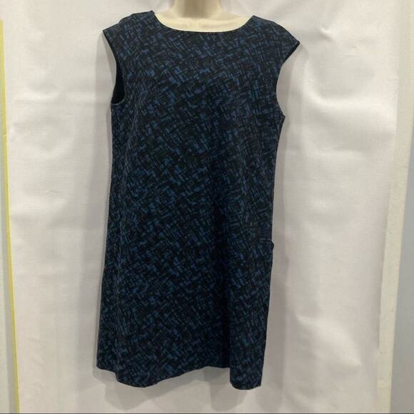MICHAEL MICHAEL KORS BLUE & BLACK LINEN  DRESS SIZE 12 - Picture 1 of 4